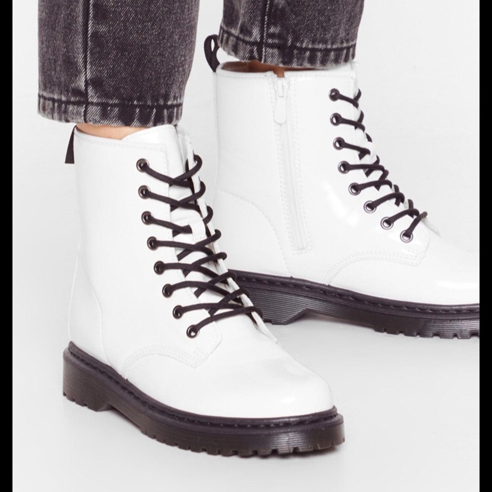 NEW! white faux leather boots